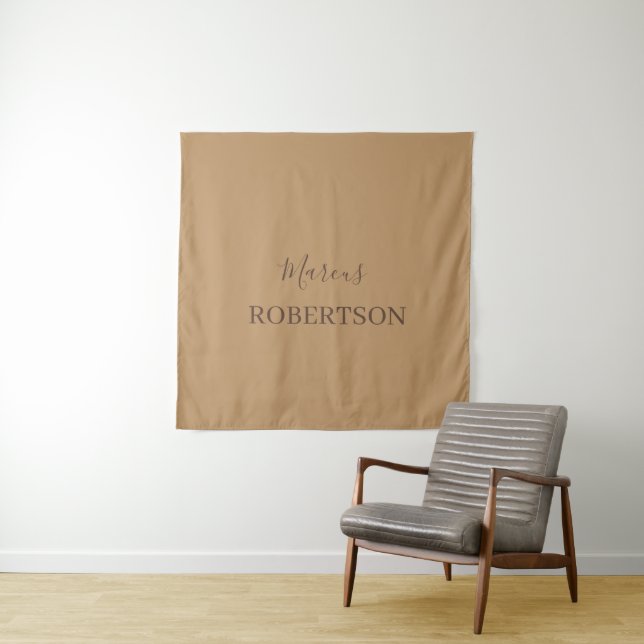 Tenture Calligraphie monogramme marron minimaliste profess (En situation)