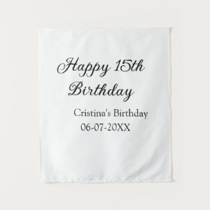 Tenture calligraphie simple minimale joyeux 15e anniversai