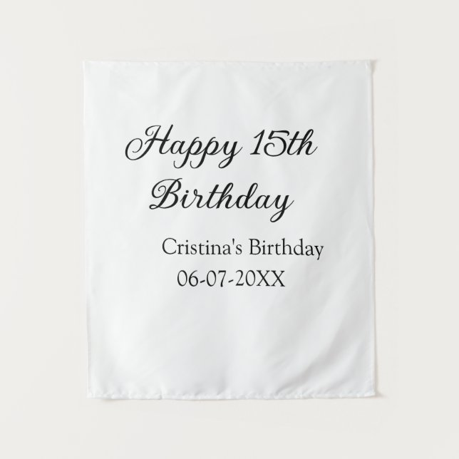Tenture calligraphie simple minimale joyeux 15e anniversai (Devant)