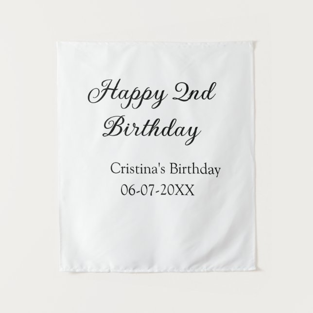 Tenture calligraphie simple minimale joyeux 2e anniversair (Devant)