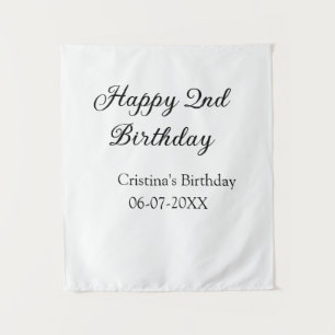 Tenture calligraphie simple minimale joyeux 2ème anniversa