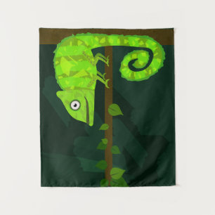Tenture Caméléon mignon vert