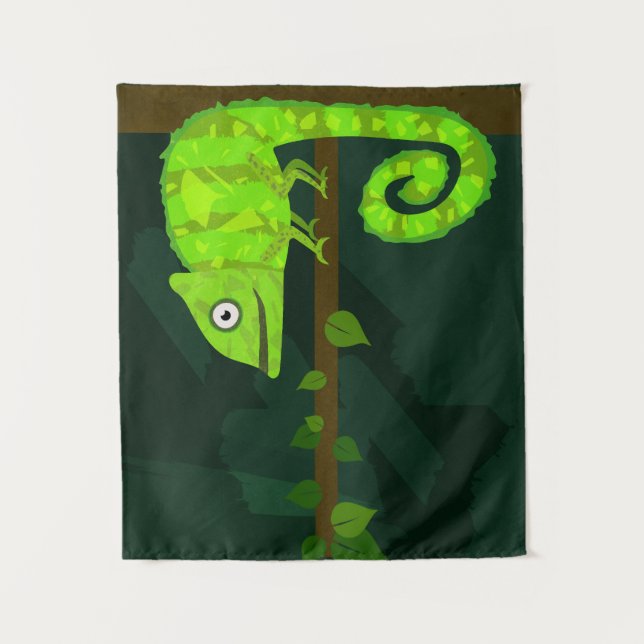 Tenture Caméléon mignon vert (Devant)