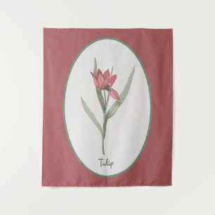 Tenture Caméo vintage de la fleur de tulipe rouge