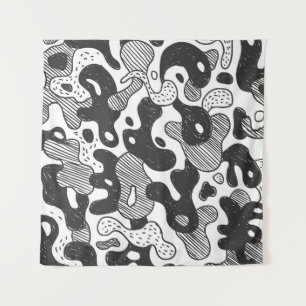 Tenture Camouflage de Doodle Abstrait style noir