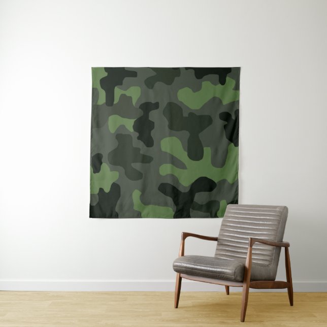 Tenture camouflage gris vert foncé no.14 imprimer (En situation)