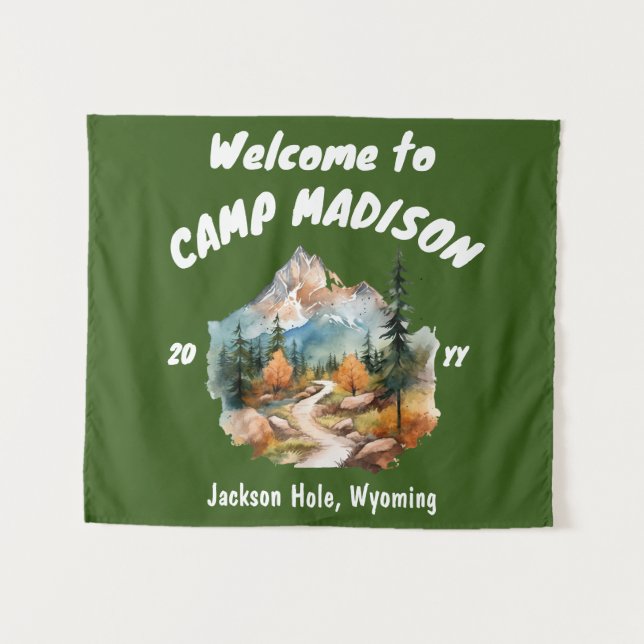 Tenture Camp Bachelorette Party Mountain Camping Prop Sign (Devant (Horizontal))