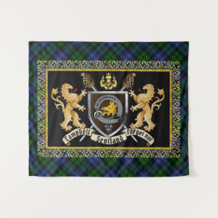 Tenture Campbell Clan Badge & Motto avec Lions
