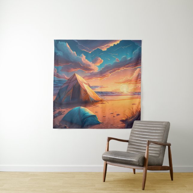 Tenture Camping au lever du soleil (En situation)