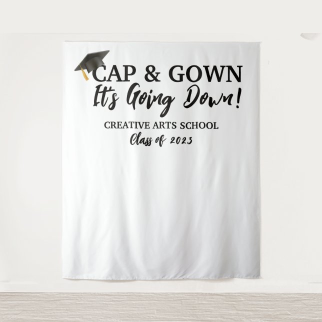 Tenture Cap et toge drôles C'est parti Photobooth (Devant)