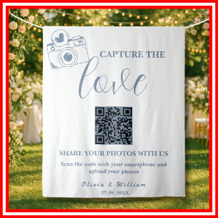 Tenture Capturez La toile de fond Love Dusty Blue QR Maria