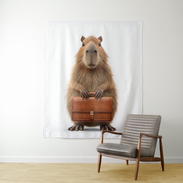 Tenture Capybara d'affaires avec Porte-documents (En situation)