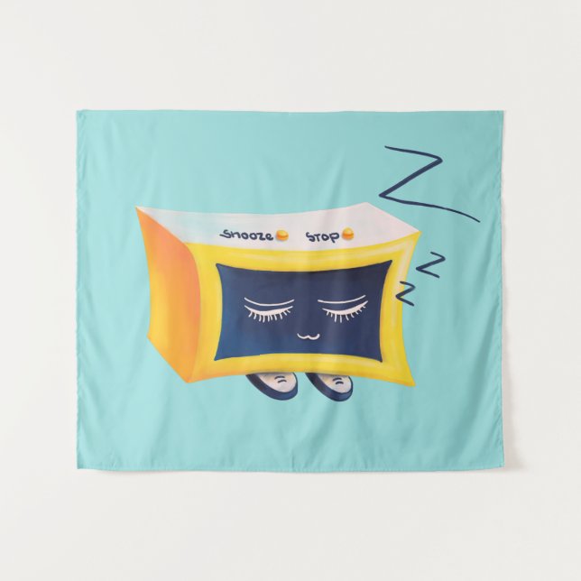 Tenture Caractère de l'alarme de couchage de Kawaii (Devant (Horizontal))