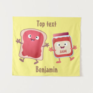 Tenture Caractères de dessins animés sur le pain et la con
