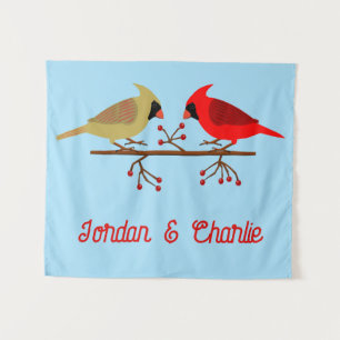 Tenture Cardinaux de Noël mignons et Berries rouges sur me