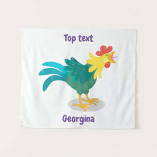 Tenture Caricature amusante du coq à rames