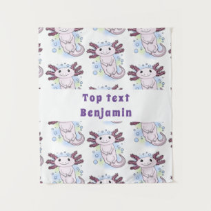 Tenture Caricature axolotl rose adorable