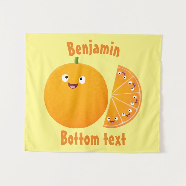 Tenture Caricature d'agrumes d'orange (Devant (Horizontal))