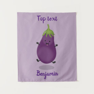 Tenture Caricature d'aubergine d'aubergine joliment heureu