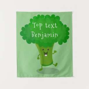 Tenture Caricature de brocoli dansant Cute kawaii