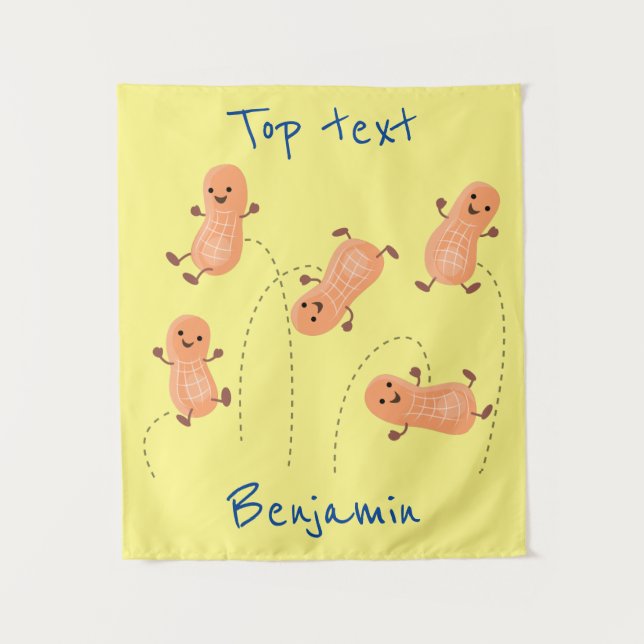 Tenture Caricature de cacahuètes joyeux sautillant (Devant)