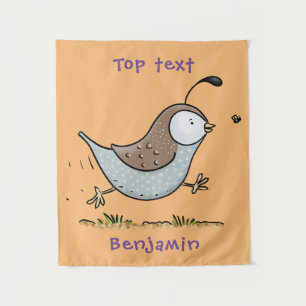 Tenture Caricature de caille californienne joli