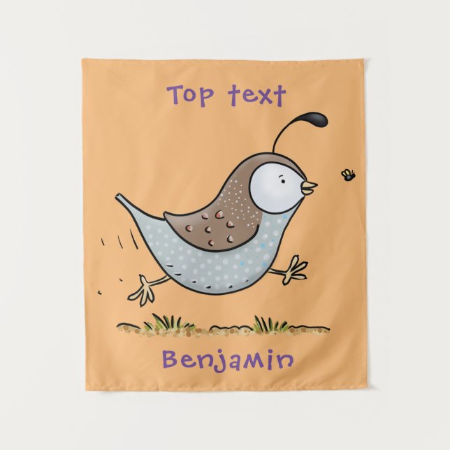 Tenture Caricature de caille californienne joli (Devant)