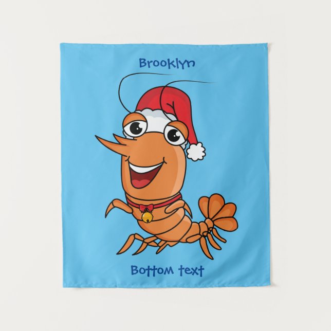 Tenture Caricature de crevettes de Noël joyeux (Devant)