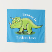 Caricature de dinosaure de triceratops vert mignon