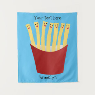 Tenture Caricature de frites Cute kawaii fast food