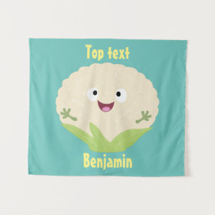 Tenture Caricature de légume de chou-fleur joyeux