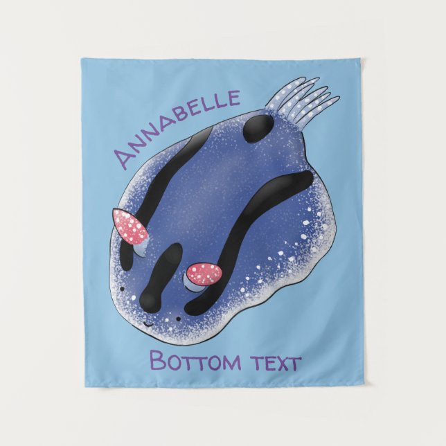 Tenture Caricature de nudibranche bleu mignon (Devant)