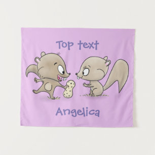 Tenture Caricature d'écureuils marrants