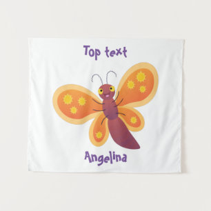 Tenture Caricature joli papillon orange