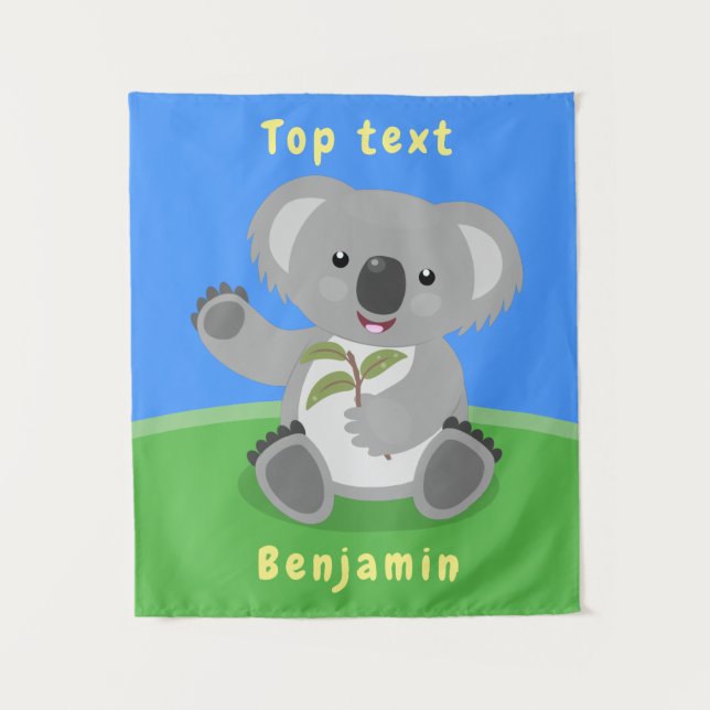 Tenture Caricature joyeux koala agitant (Devant)