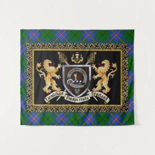 Tenture Carmichael Clan Badge & Motto avec Lions