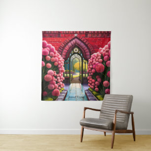 Tenture Carnations Adorn Gate : Bienvenue au Jardin Secret