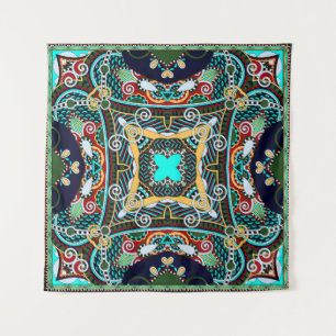 Tenture carré de soie foulard ou mouchoir design motif 