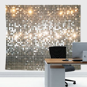 Tenture Carreau de miroir disco argenté brillant pour fond