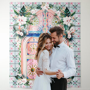 Tenture Carreaux floraux Cabine photo Mariage tropical m