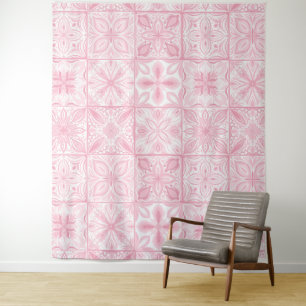 Tenture Carreaux ornés en rose