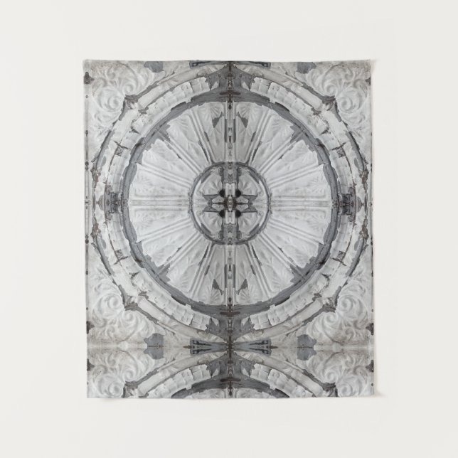 Tenture Carrelage circulaire de plafond blanc antique (Devant)