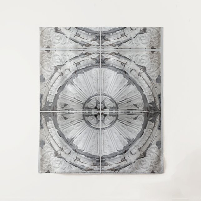 Tenture Carrelage circulaire de plafond blanc antique (Devant)