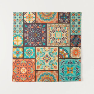 Tenture Carrelage en patchwork coloré : Motifs islamiques.