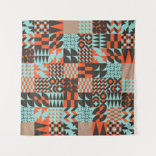 Tenture Carrelage géométrique en mosaïque, motif élégant s (Devant)