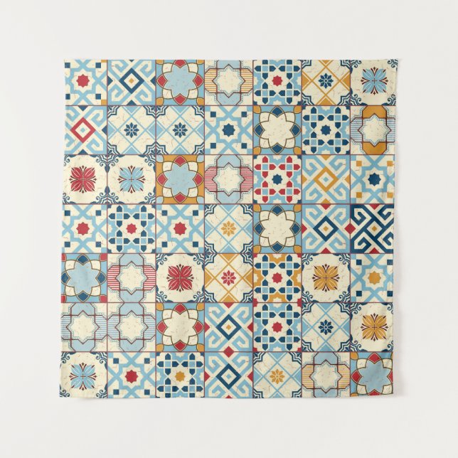 Tenture Carrelage marocain, motif sans couture colorée. (Devant)