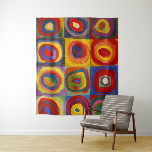 Tenture Carrés avec cercles concentriques | Kandinsky | (En situation)