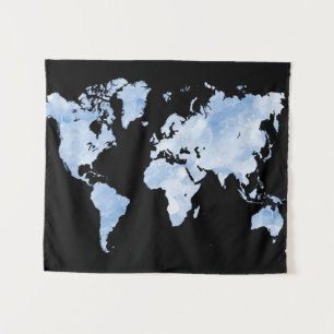 Tenture Carte Blue Black World Design 75