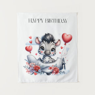 Tenture Carte d'anniversaire Zèbre Avion