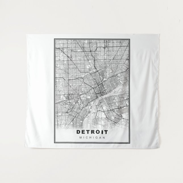 Tenture Carte de Détroit (Devant (Horizontal))